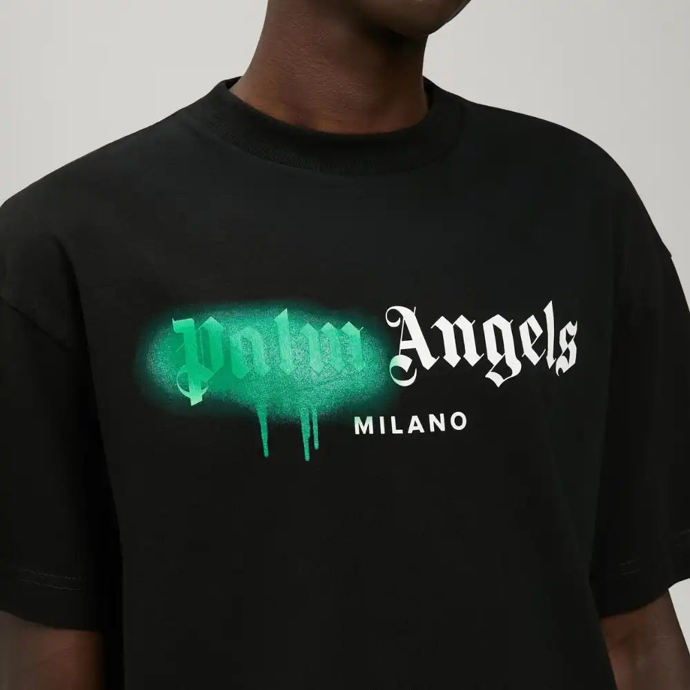 Camiseta Palm Angels Milano Sprayed Black Green