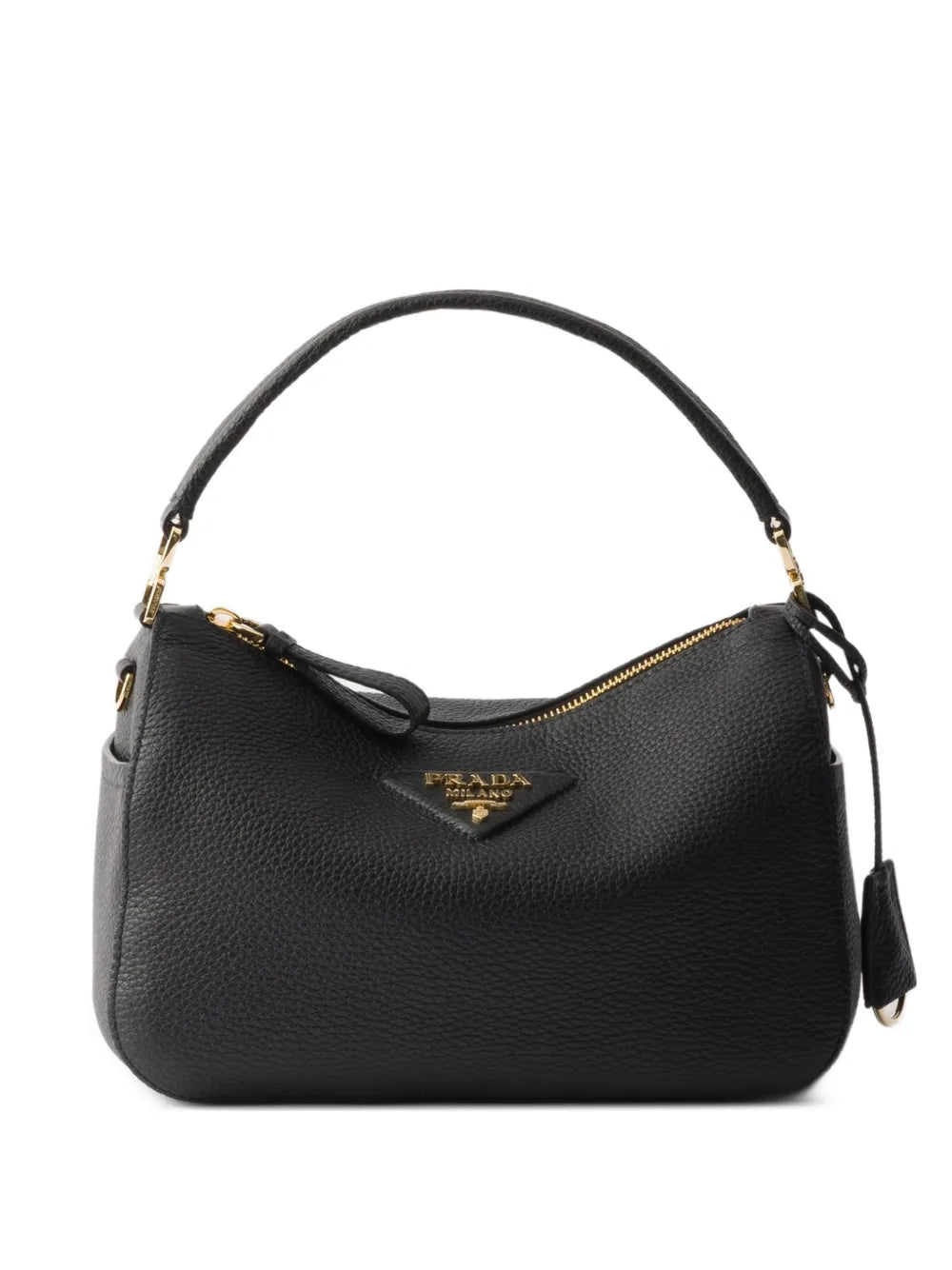 Bolsa tiracolo de couro com placa de logo