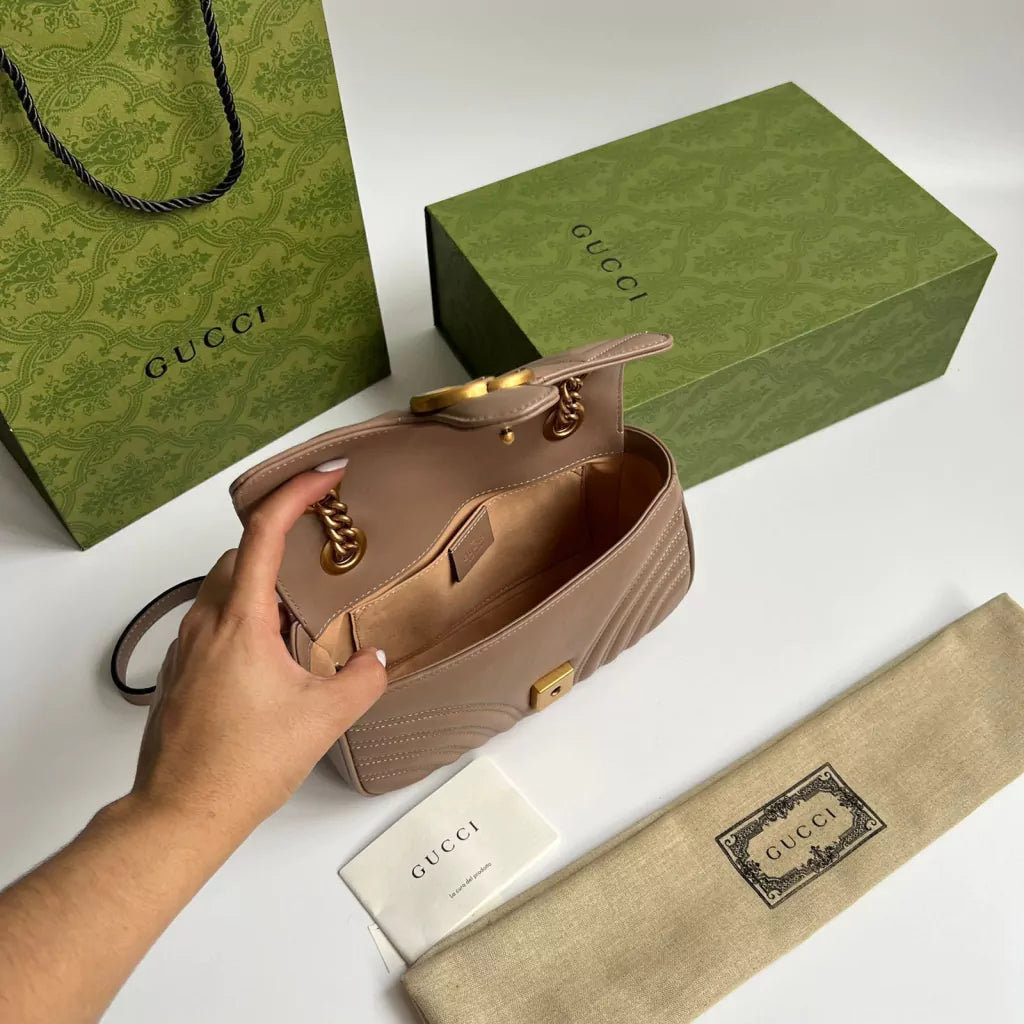 BOLSA GG MARMONT MATELASSÊ 22 NUDE