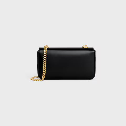 Bolsa de ombro com corrente CLAUDE em couro de bezerro brilhante