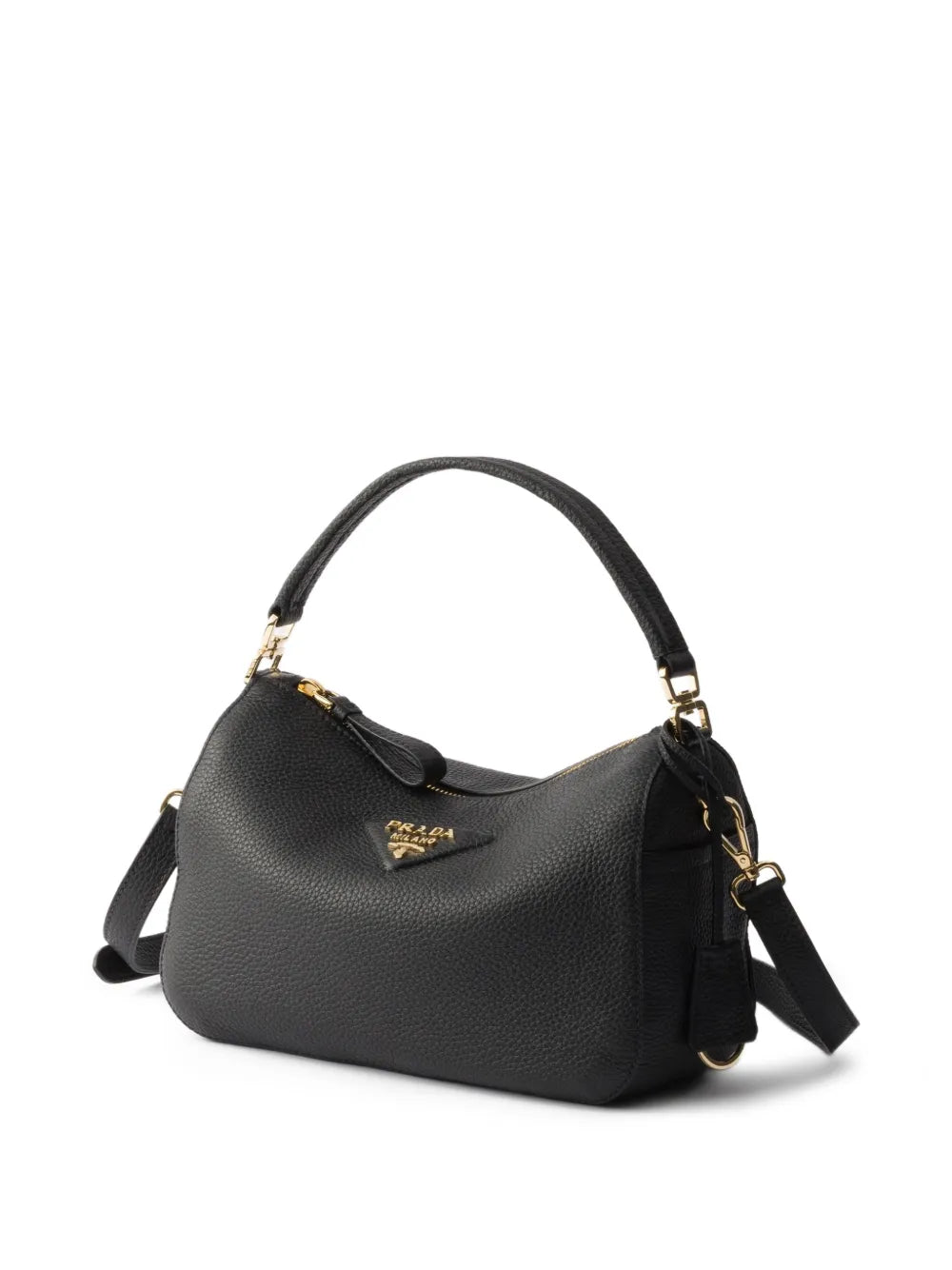 Bolsa tiracolo de couro com placa de logo