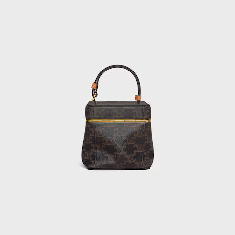 BOLSA TRIOMPHE FRAME PEQUENA EM TRIOMPHE CANVAS E COURO DE BEZERRO NATURAL
