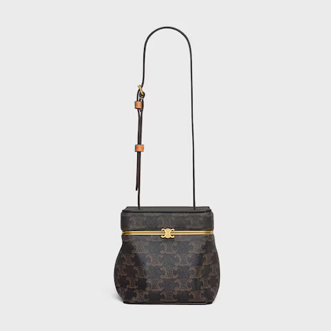 BOLSA TRIOMPHE FRAME PEQUENA EM TRIOMPHE CANVAS E COURO DE BEZERRO NATURAL