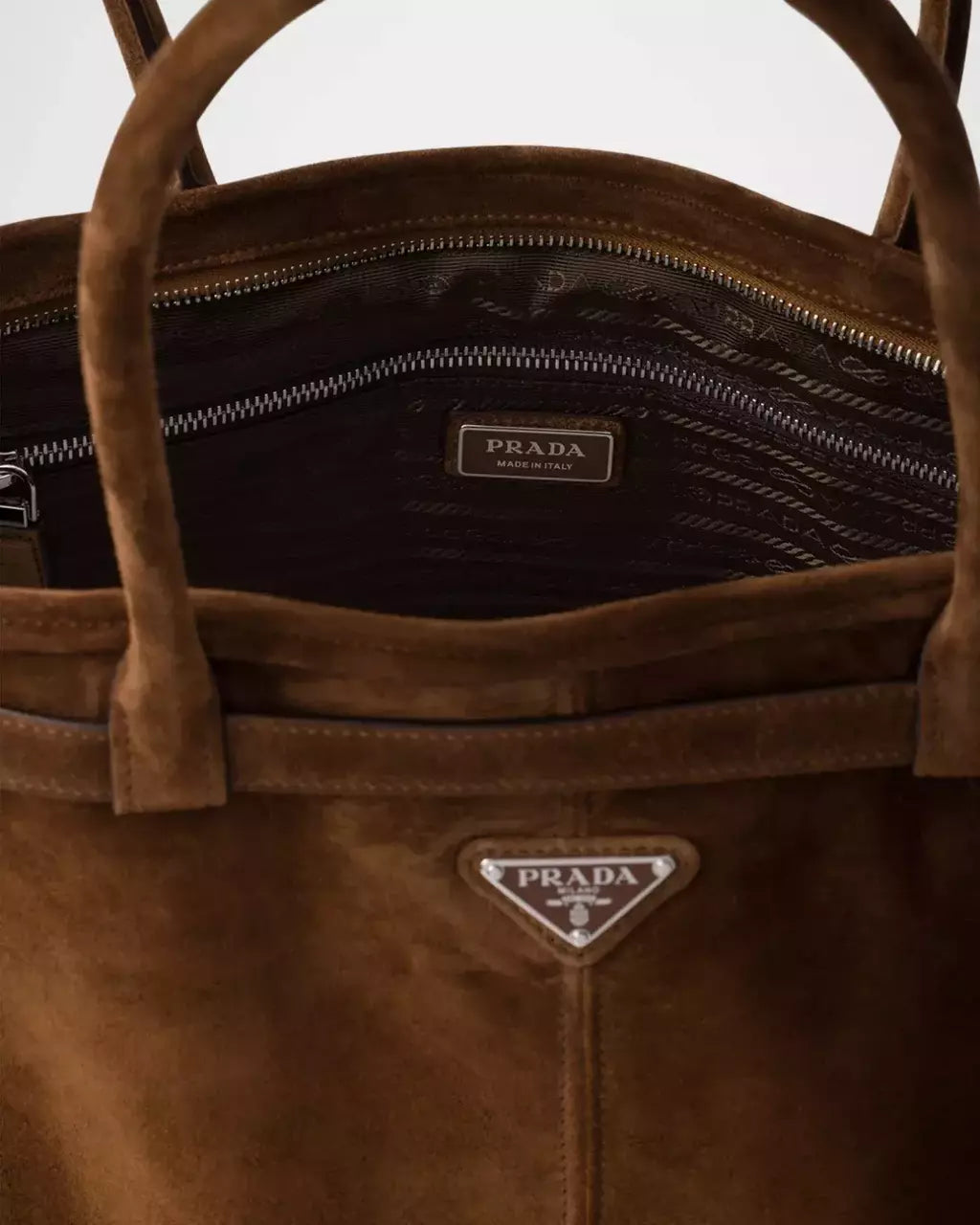 Bolsa Men's Suede Tote Bag Prada