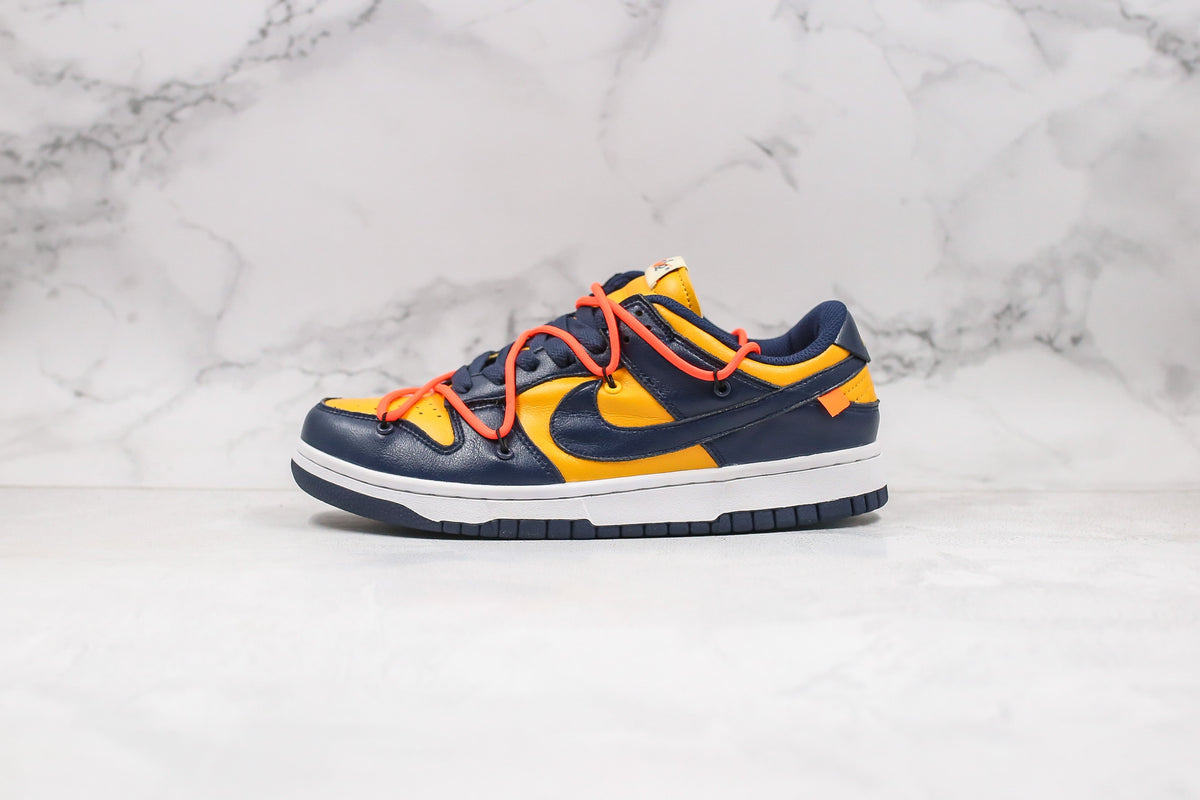 Nike Dunk Low Off White University Gold Mindnight Navy Sneaker