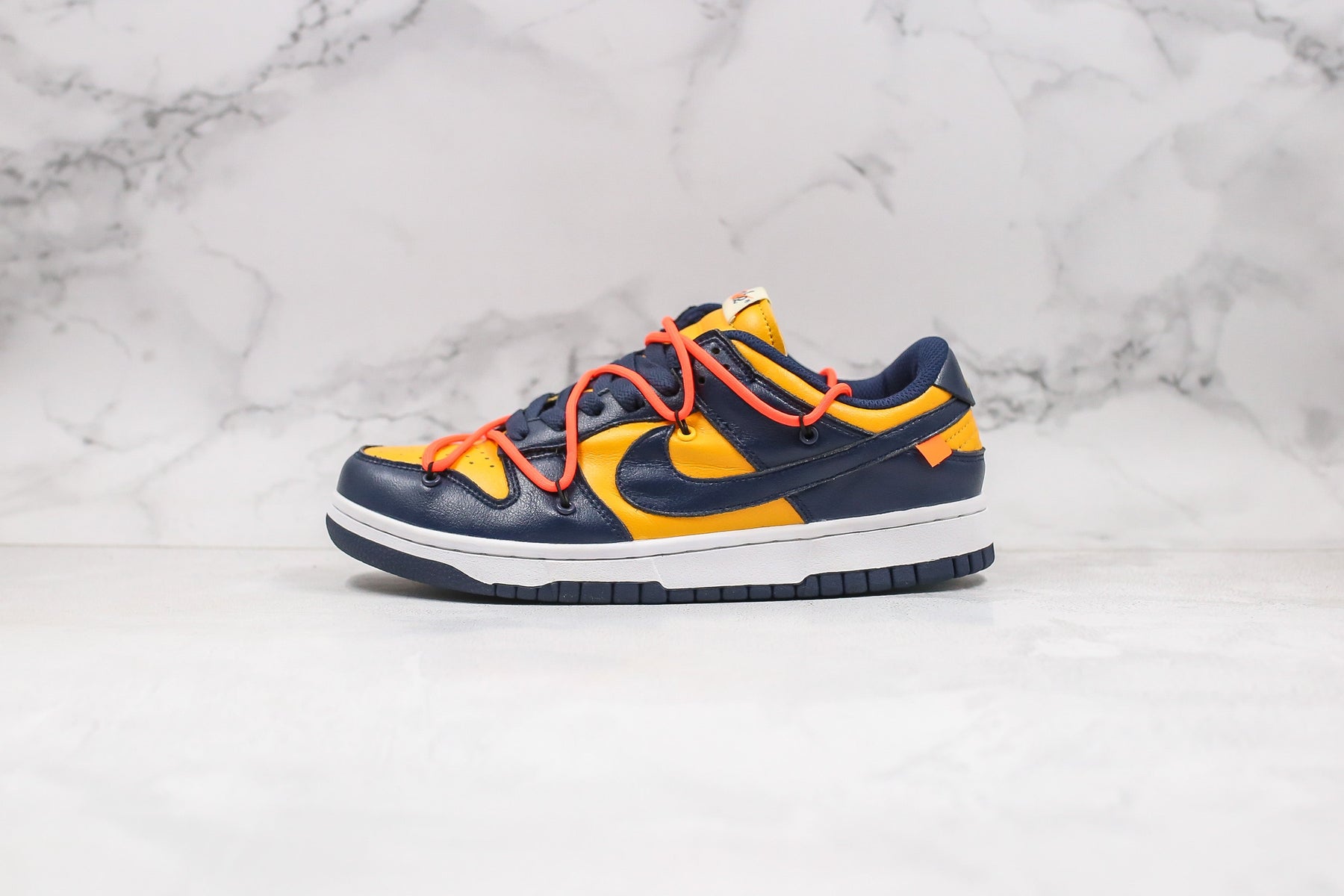 Nike Dunk Low Off White University Gold Mindnight Navy Sneaker
