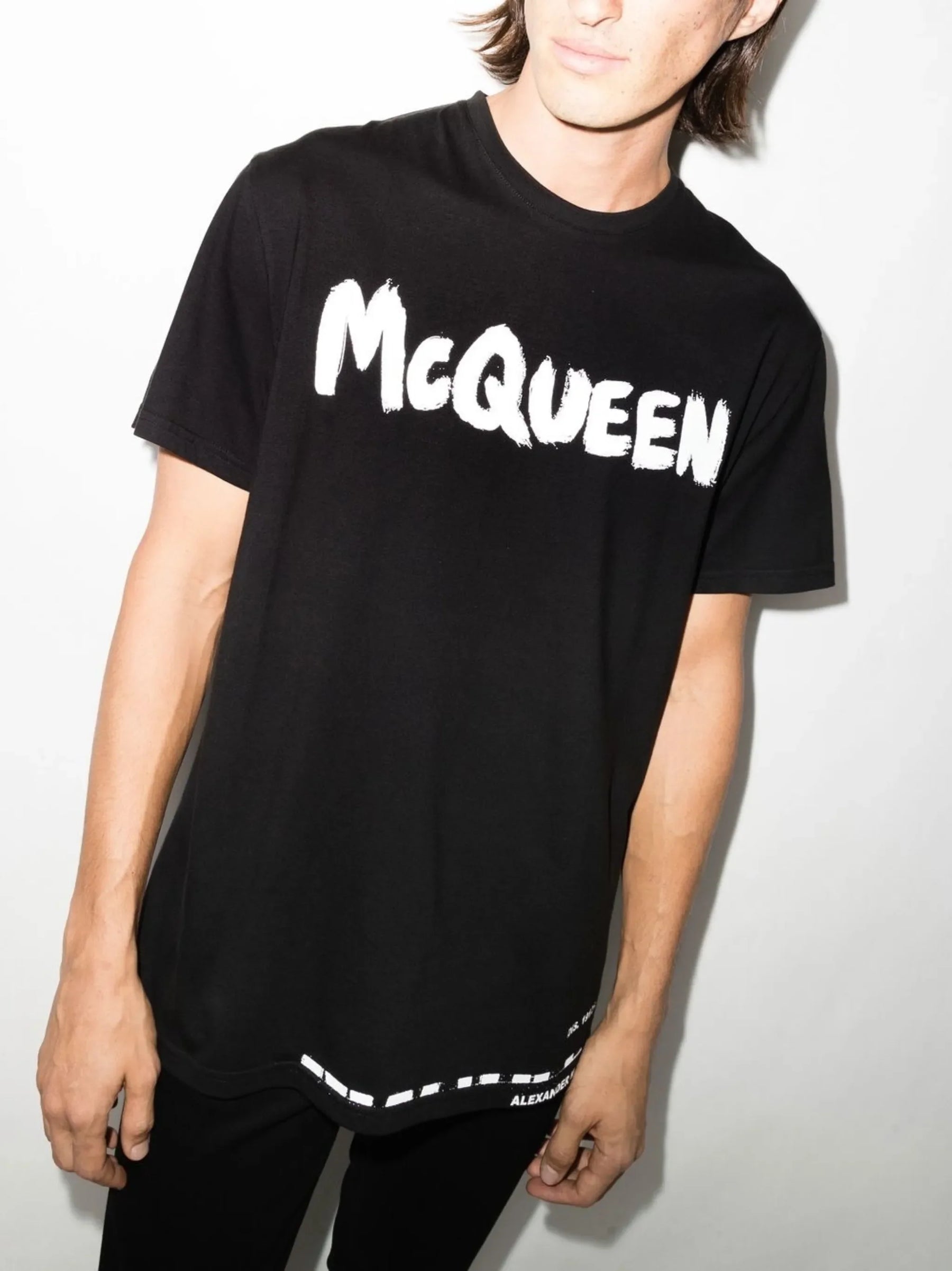 Alexander McQueen Camiseta de algodão com estampa de logo