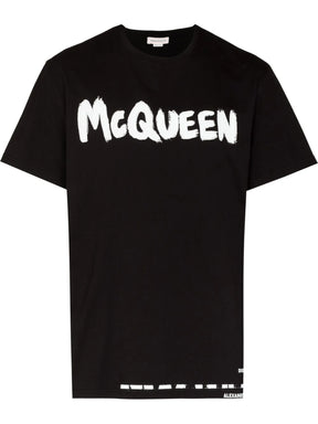 Alexander McQueen Camiseta de algodão com estampa de logo