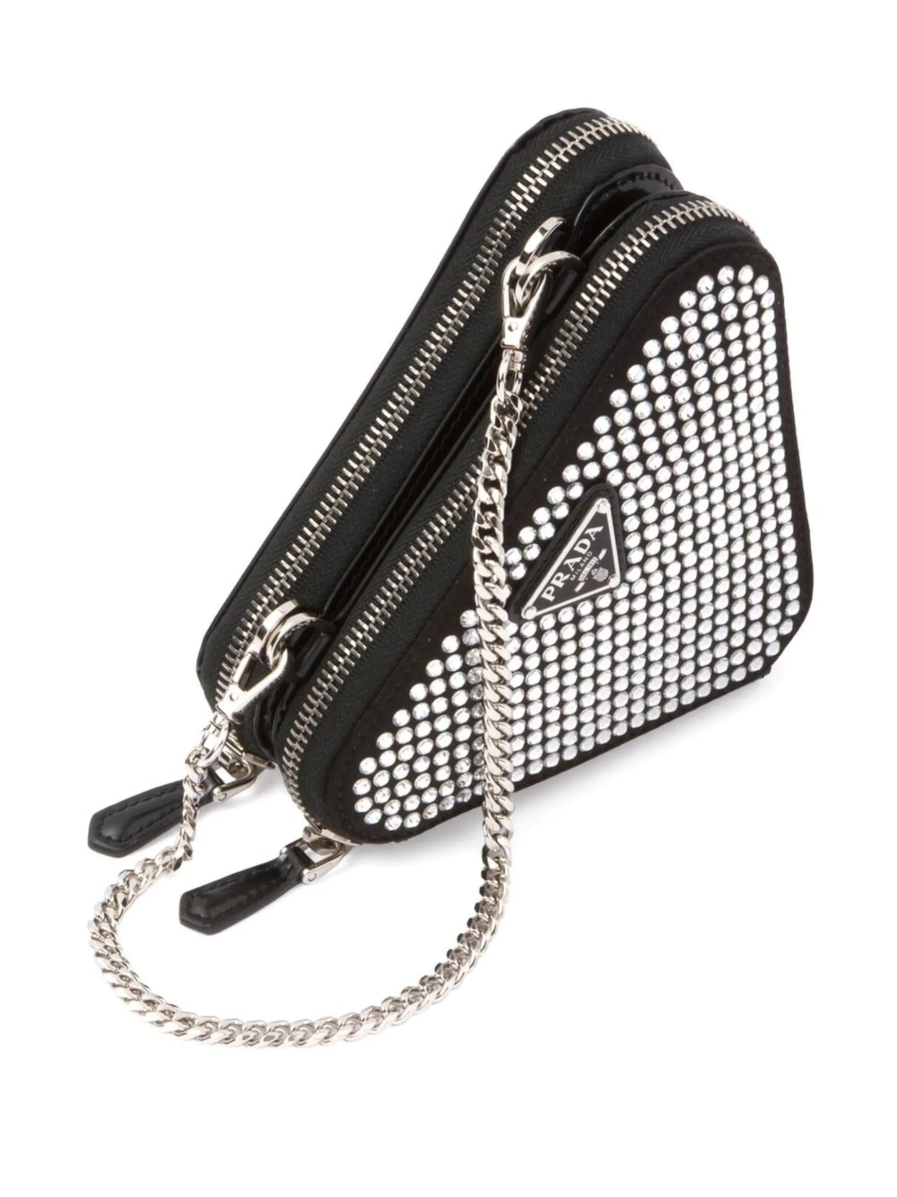 Prada Bolsa transversal Triangle mini com cristais