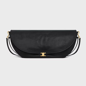 BOLSA MEIA-LUA TRIOMPHE MACIA EM COURO DE CORDEIRO BRILHANTE MACIO