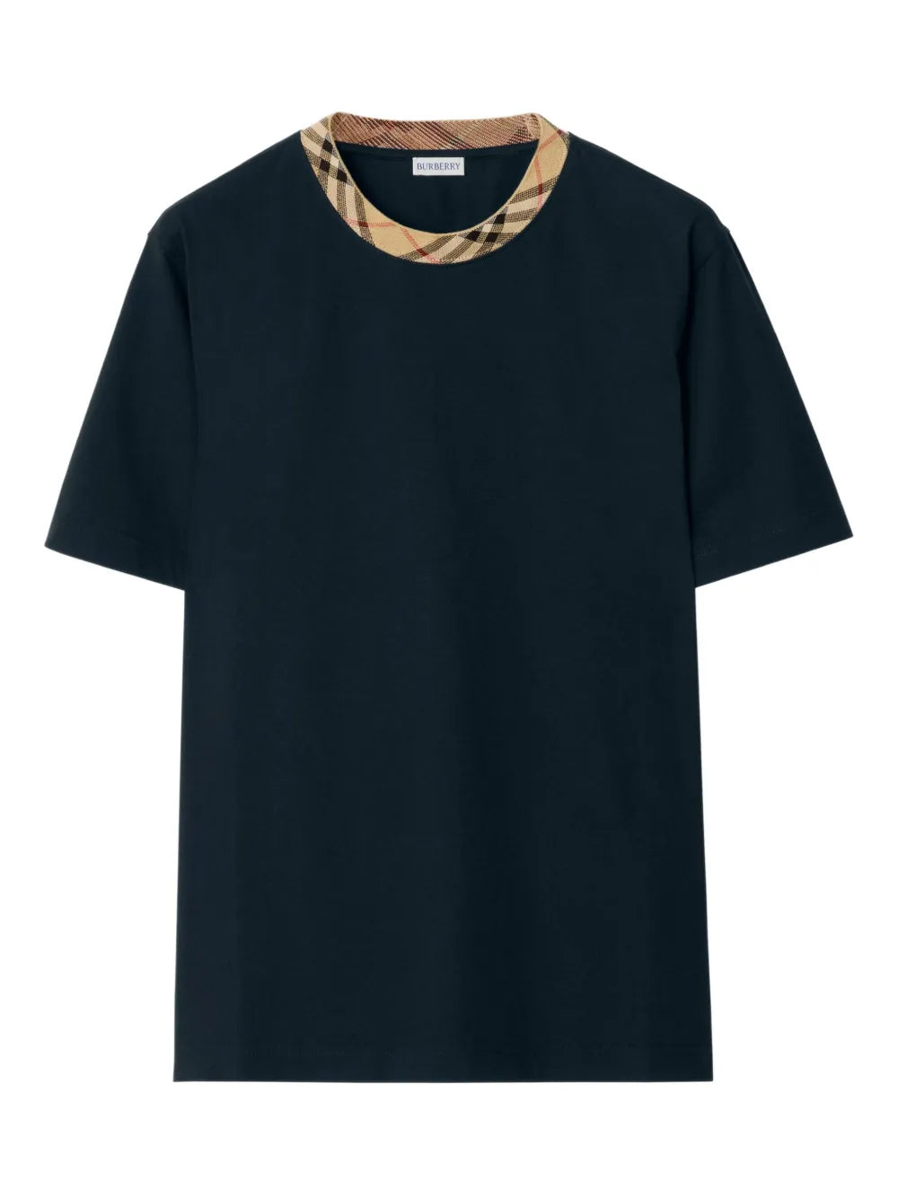 Burberry Camiseta de algodão com acabamento xadrez