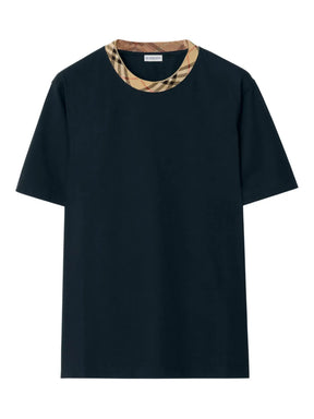 Burberry Camiseta de algodão com acabamento xadrez