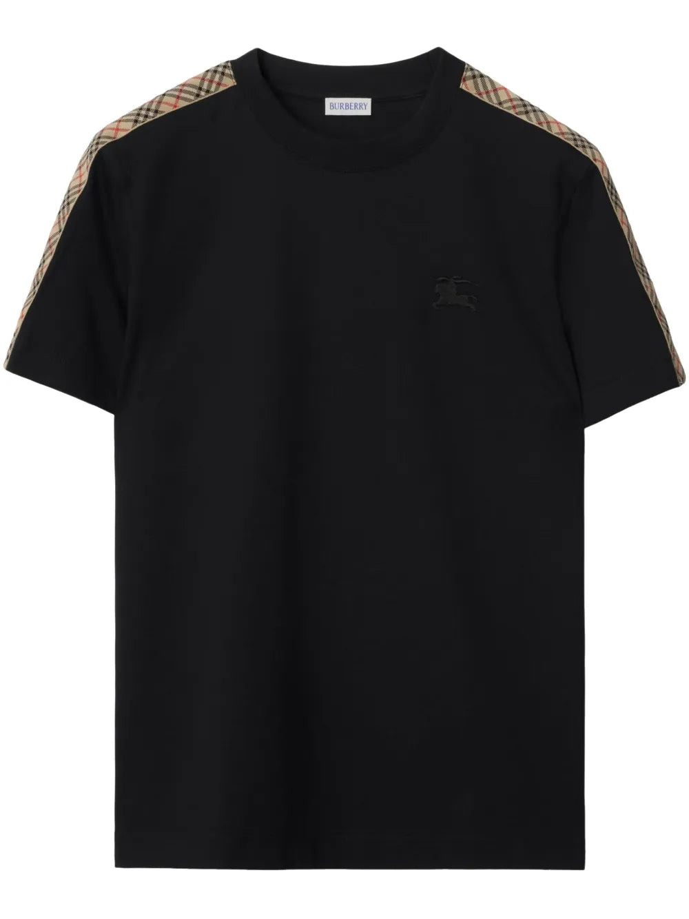 Burberry Camiseta de algodão com acabamento xadrez