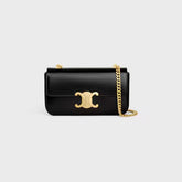 Bolsa de ombro com corrente CLAUDE em couro de bezerro brilhante