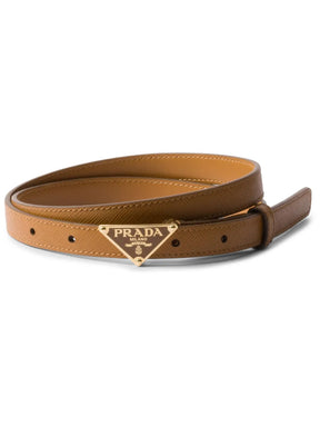 Prada Cinto de couro com logo triangular