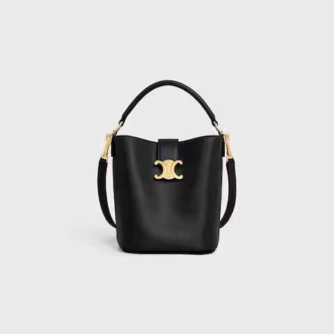 BOLSA BUCKET LOUISE PEQUENA EM COURO DE BEZERRO SUAVE
