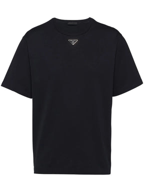 Prada Camiseta de algodão com logo triangular