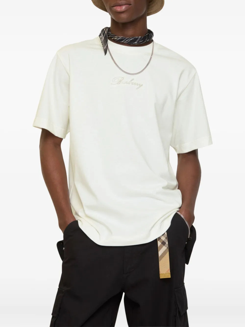 Burberry Camiseta com logo xadrez