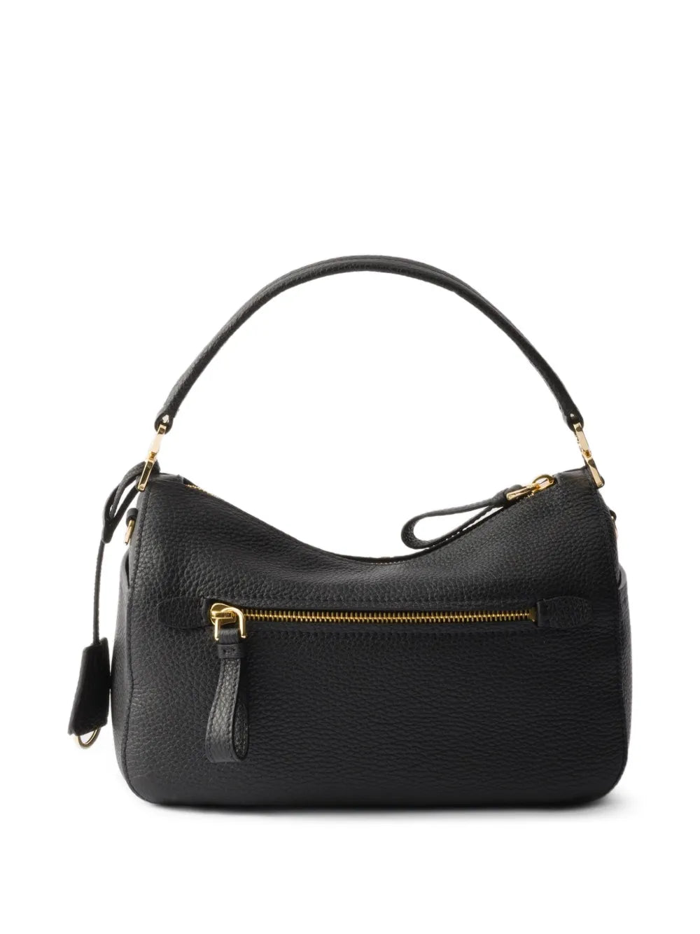 Bolsa tiracolo de couro com placa de logo