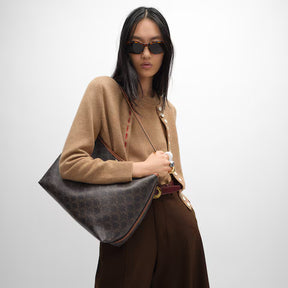 BOLSA SHOPPER MACIA em Triomphe Canvas e couro de bezerro