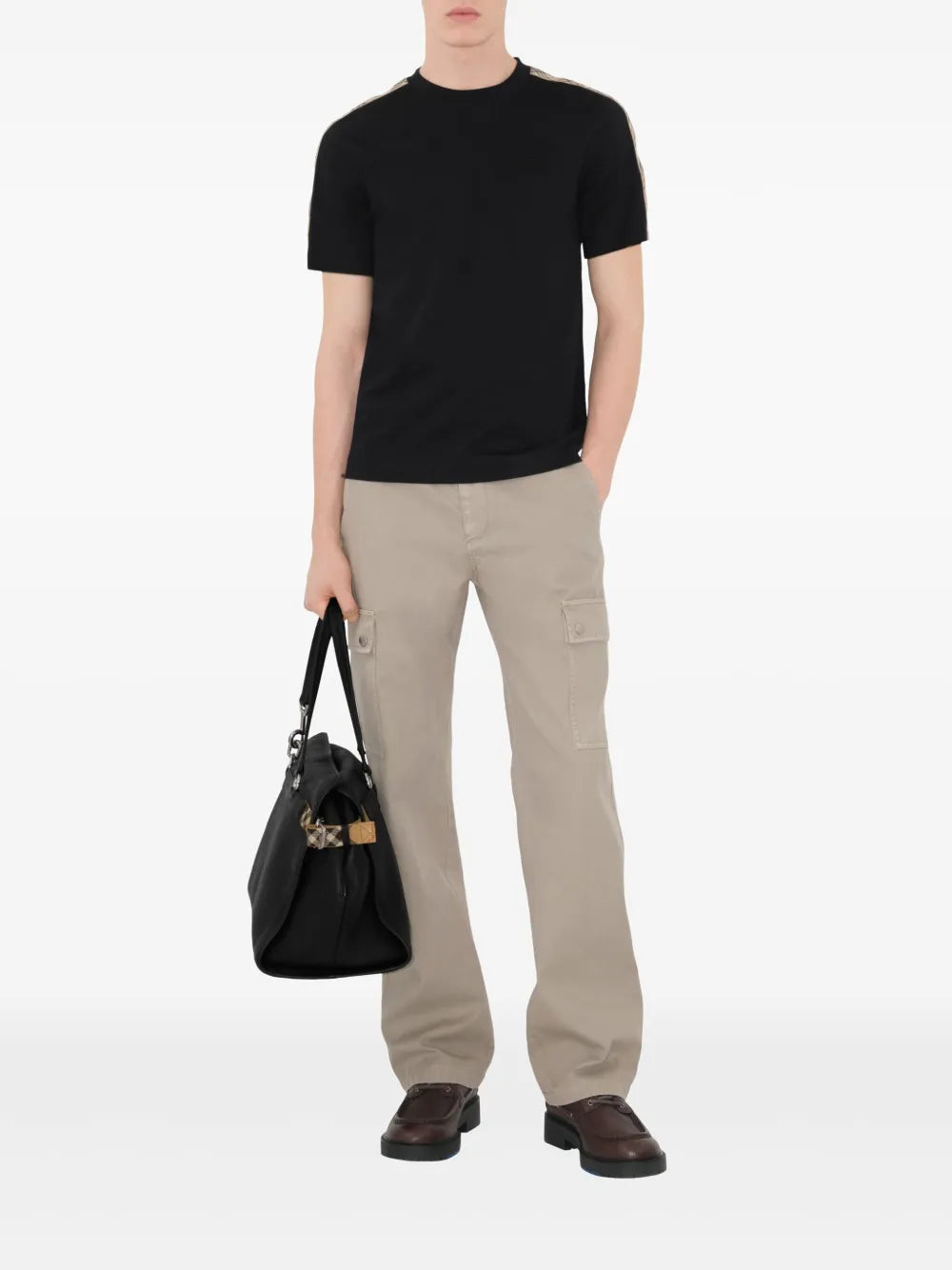 Burberry Camiseta de algodão com acabamento xadrez