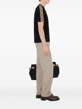 Burberry Camiseta de algodão com acabamento xadrez