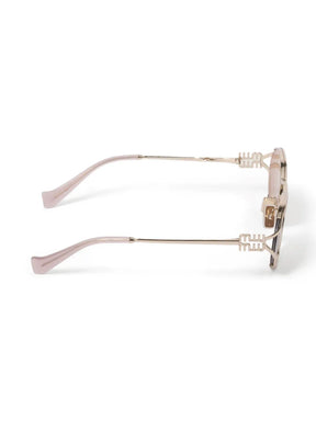 Miu Miu Eyewear Óculos de sol oval com logo