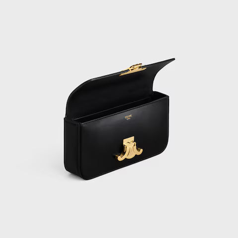 Bolsa de ombro com corrente CLAUDE em couro de bezerro brilhante