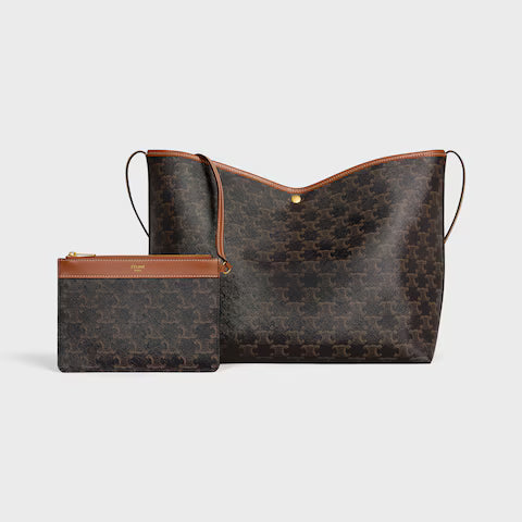 BOLSA SHOPPER MACIA em Triomphe Canvas e couro de bezerro