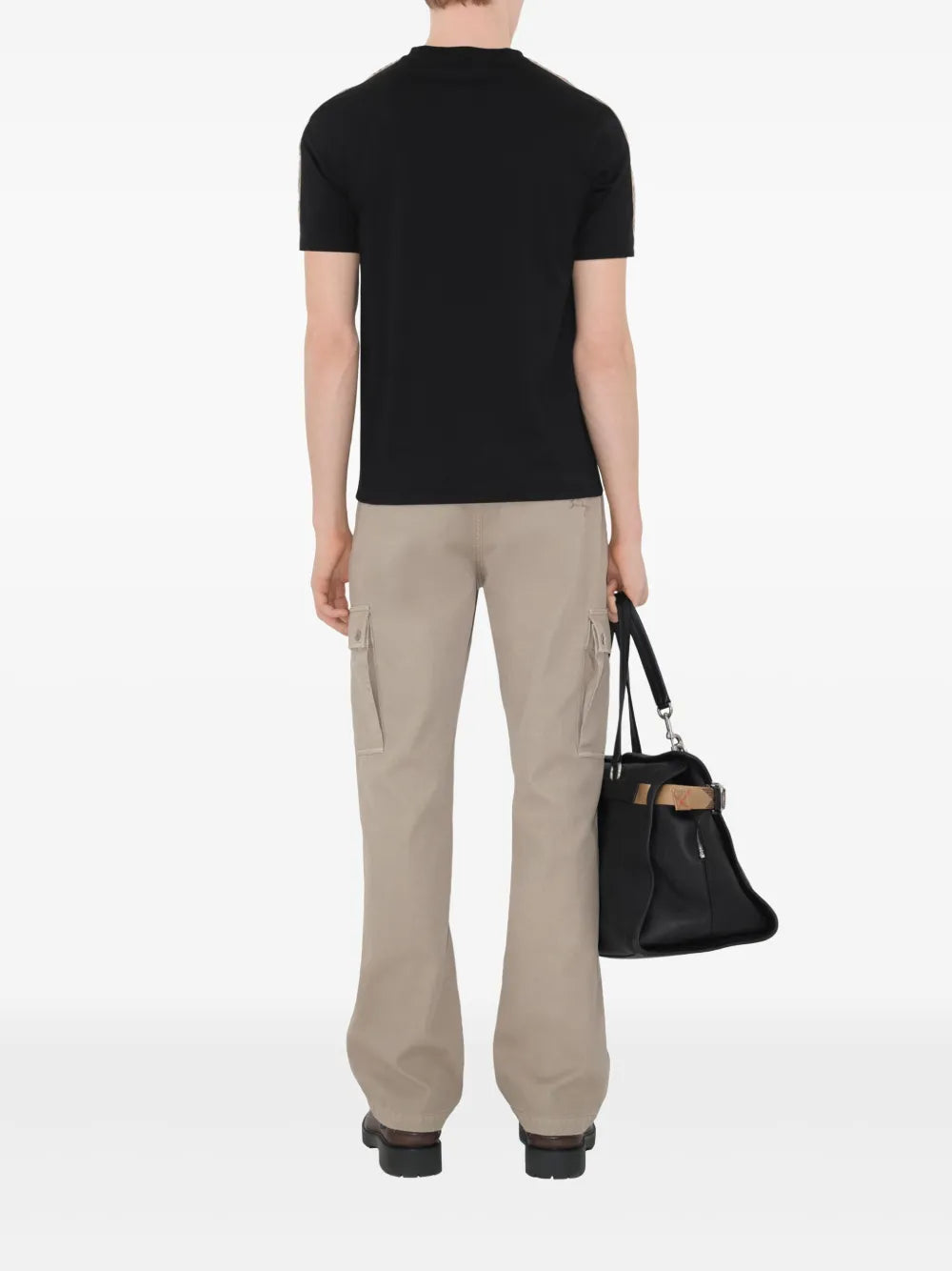 Burberry Camiseta de algodão com acabamento xadrez