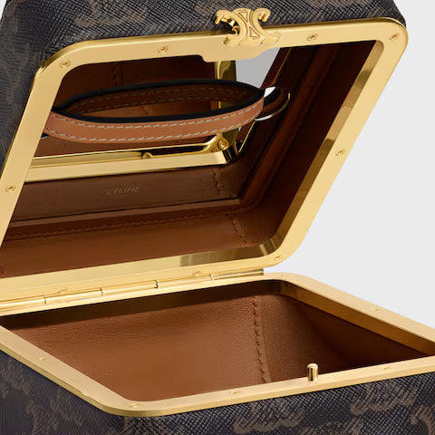 BOLSA TRIOMPHE FRAME PEQUENA EM TRIOMPHE CANVAS E COURO DE BEZERRO NATURAL