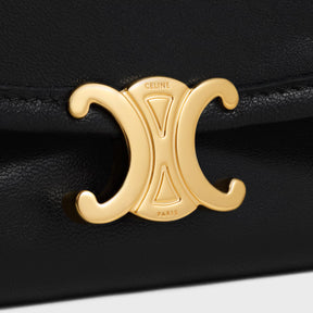 BOLSA MEIA-LUA TRIOMPHE MACIA EM COURO DE CORDEIRO BRILHANTE MACIO